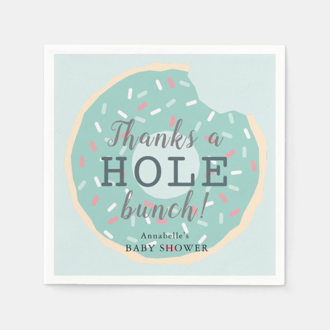 Green Doughnut Baby Shower Thank You Napkin (Front)