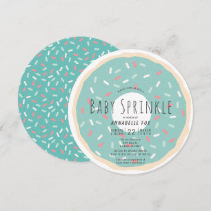 Green Doughnut Baby Sprinkle Shower Circle Invitation