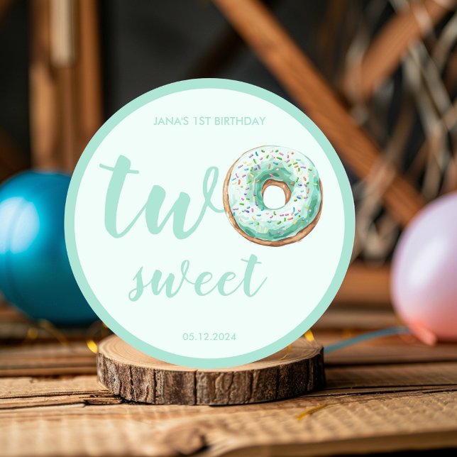  Green Doughnut Birthday Classic Round Sticker (Creator Uploaded)