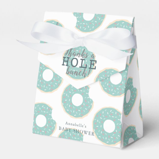 Green Doughnut Thank You Baby Shower Gift Favor Box (Front Side)