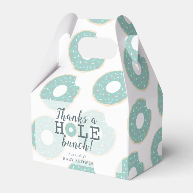Green Doughnut Thank You Baby Shower Gift Favour B Favor Box (Front Side)
