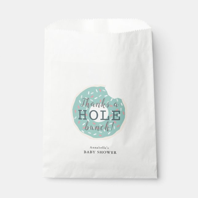 Green Doughnut Thanks a Hole Bunch Baby Shower Favour Bag (Front)