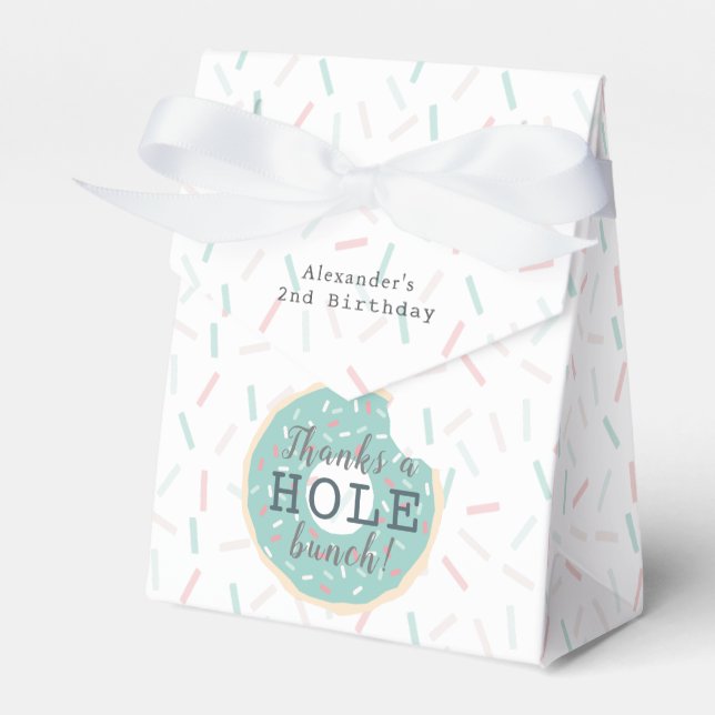 Green Doughnut Thanks a Hole bunch Birthday Favor Box (Front Side)