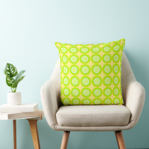 Green Doughnuts With Pastel Green Filling On Yello Throw Pillow