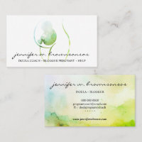 Green Doula Watercolor Pregnant Baby Newborn