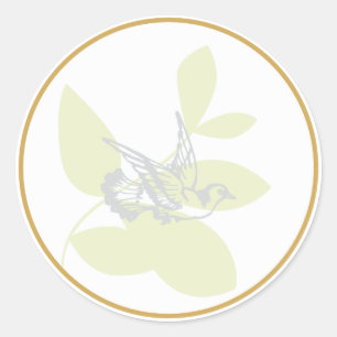 Green Dove and Branch Baptism Seal/Sticker Classic Round Sticker
