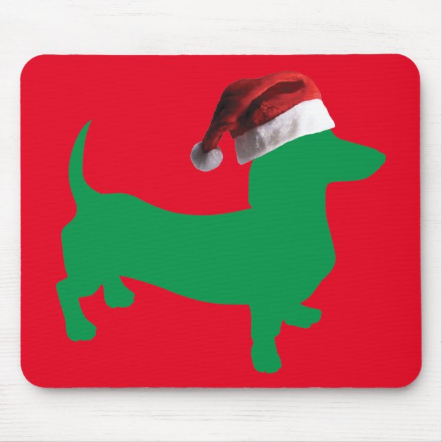 Green-Doxie---And-Santa-Hat Mouse Pad (Front)