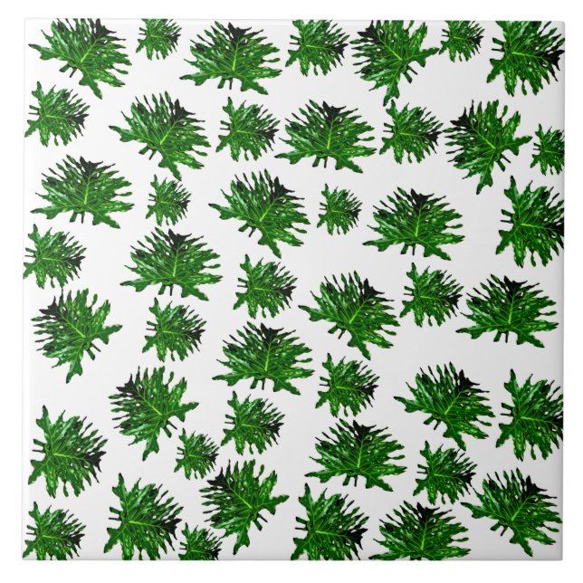 Green Dracaena Fern Leaves, Lge Tile (Front)