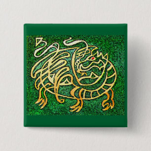 Green dragon 2 inch square button