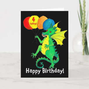 Green Dragon 4th Birthday Card