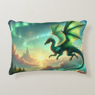 Green Dragon Accent Pillow