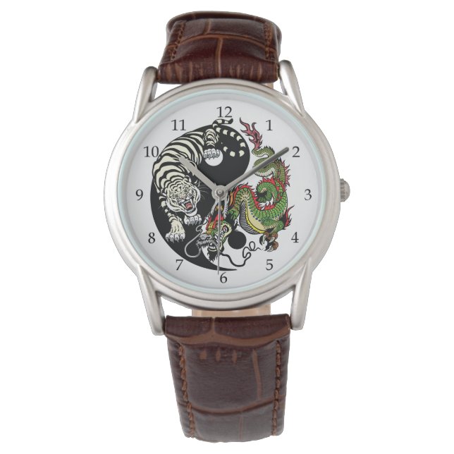 green dragon and white tiger yin yang watch (Front)