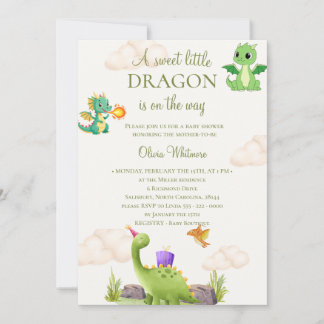 Green Dragon Baby Shower Invitation