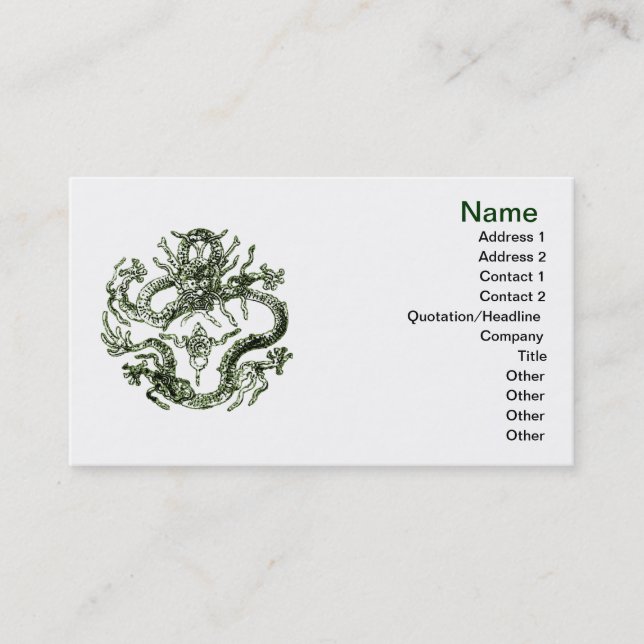 Green Dragon Business Card (Front)