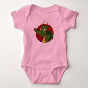 Green dragon cartoon baby bodysuit