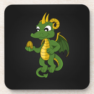 Green dragon cartoon Coasters