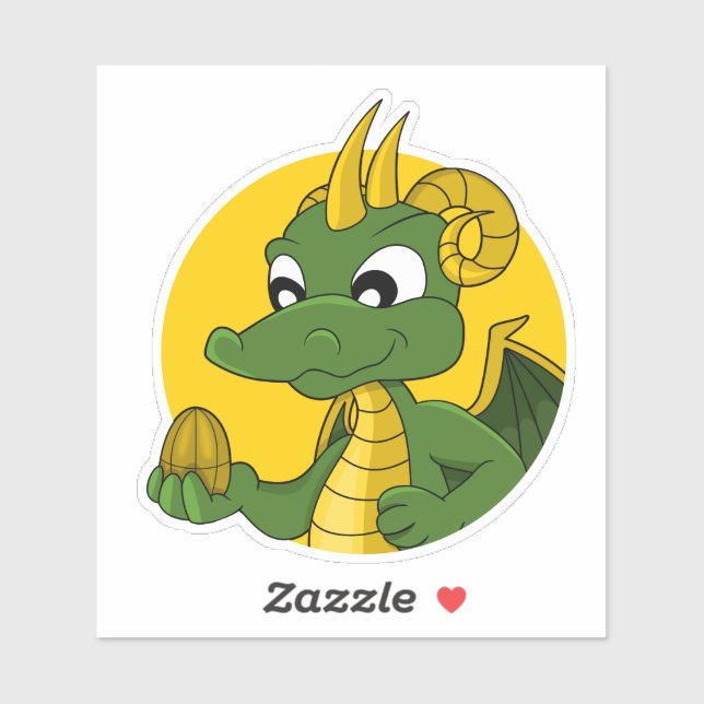 Green dragon cartoon Custom-Cut Vinyl Sticker (Sheet)
