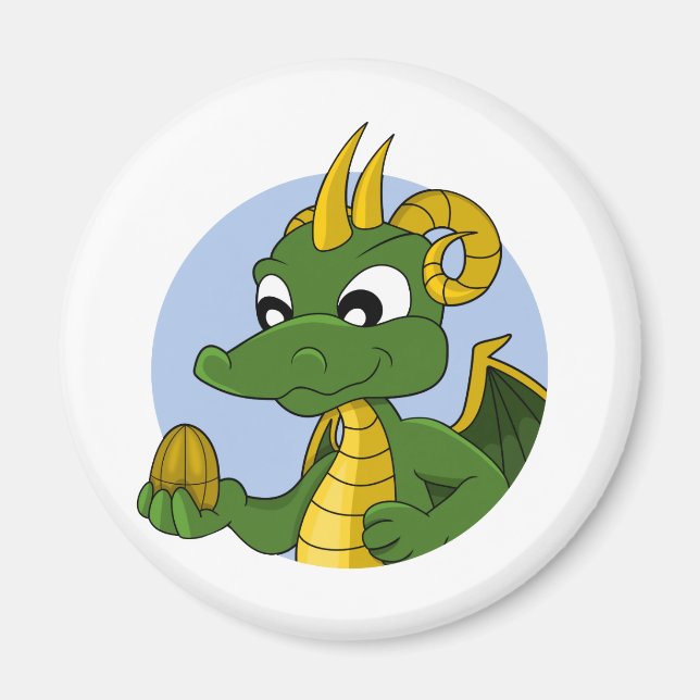 Green dragon  cartoon magnet (Front)