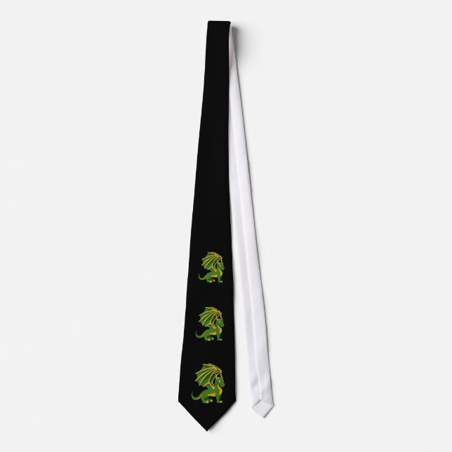 Green dragon cartoon Tie (Front)