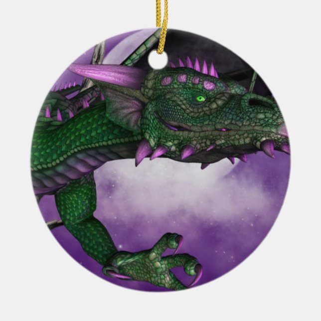 Green Dragon Ceramic Ornament (Front)