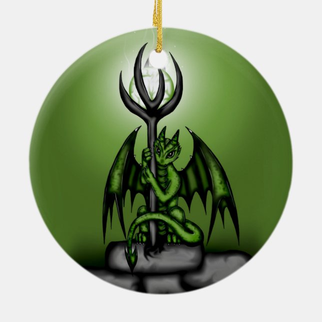 green Dragon Ceramic Ornament (Back)