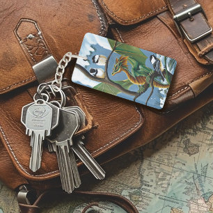 Green Dragon Chickadees Winter Keychain