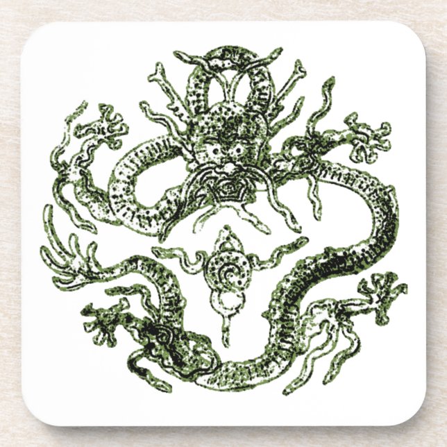 Green Dragon Cork Coaster (Front)