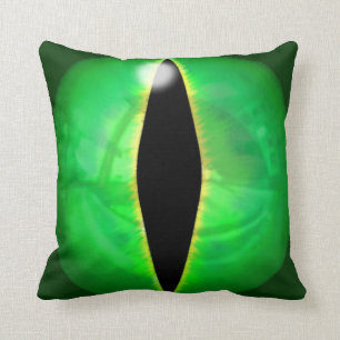 Green Dragon Eye Throw Pillow