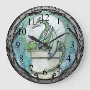 Green Dragon Fantasy Art Wall Clock