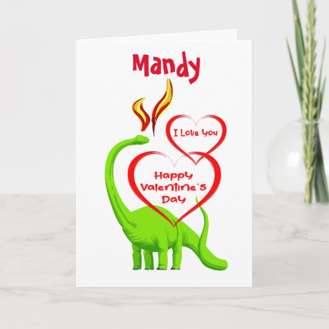 Green Dragon Happy Valentine's Day Card (Front)