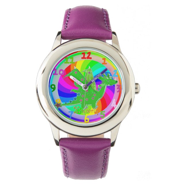 Green Dragon Kids Watch customizable Name Kimberly (Front)