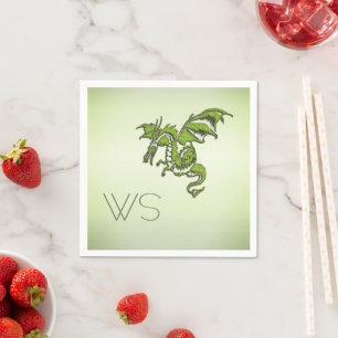 Green Dragon Monogram Napkins