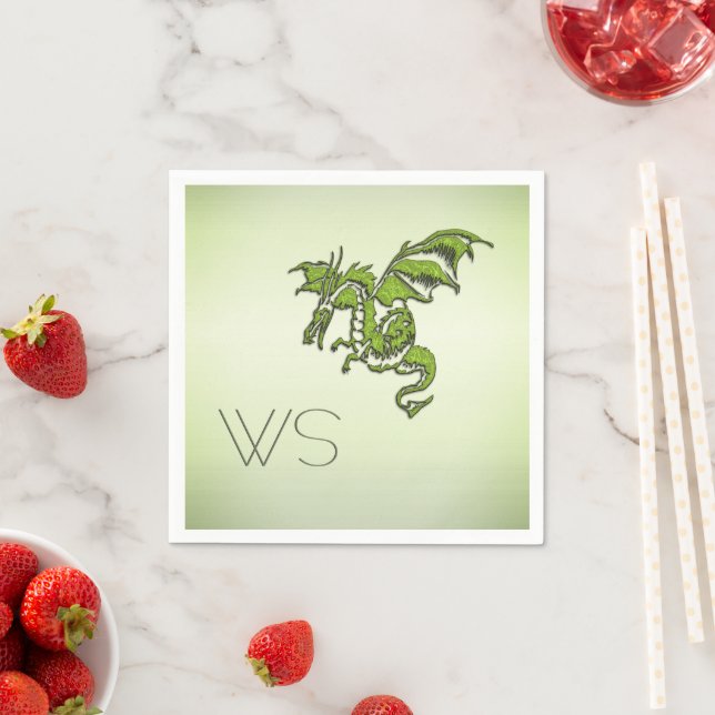 Green Dragon Monogram Napkins (Insitu)