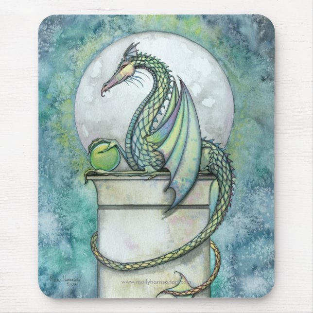 Green Dragon Mousepad by Molly Harrison (Front)