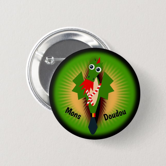 Green dragon of Doudou Ducasse 2 Inch Round Button (Front & Back)