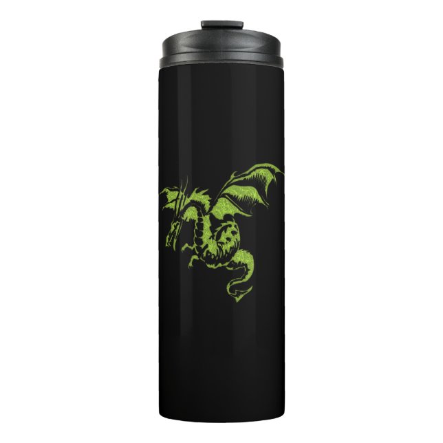 Green Dragon on Black Thermal Tumbler (Front)