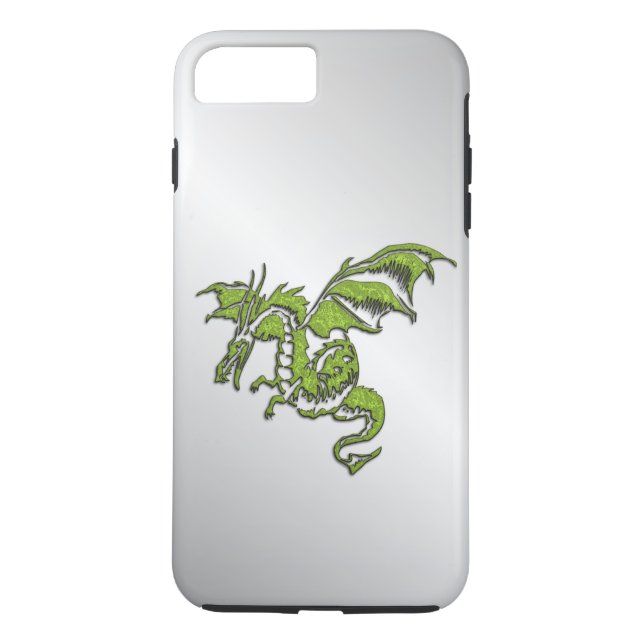 Green Dragon on Silver Case-Mate iPhone Case (Back)