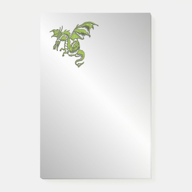 Green Dragon on Silver Post-it Notes (Front)