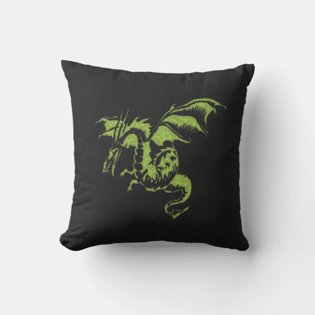 Green Dragon Outdoor Pillow (Front)