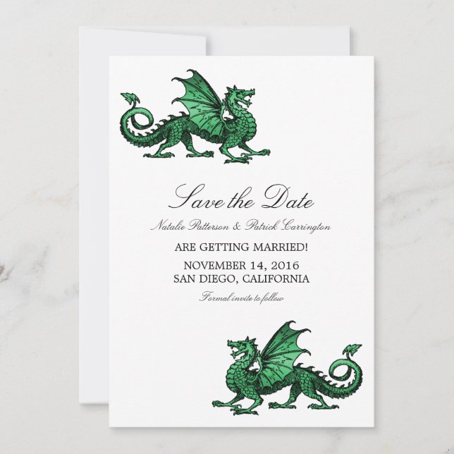 Green Dragon Save the Date Invite (Front)