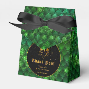 Green Dragon Scales Gold Birthday Thank You Favor Box