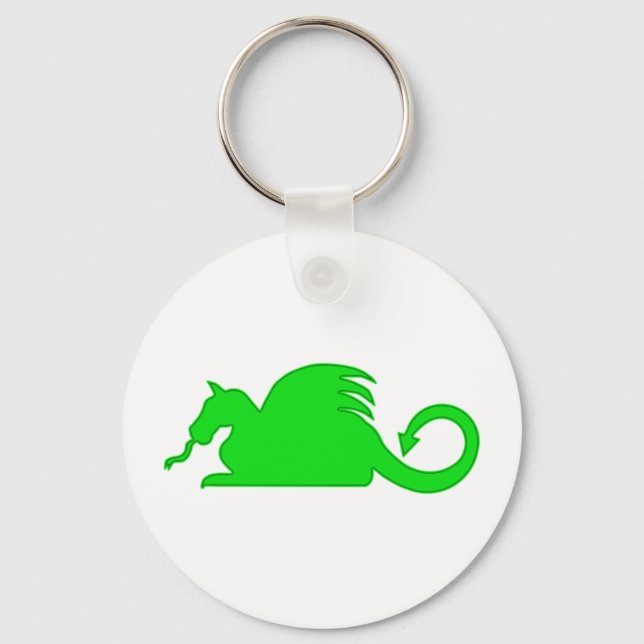 Green Dragon Silhouette Keychain (Front)