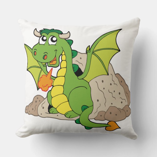 Green Dragon Throw Pillow (Front)