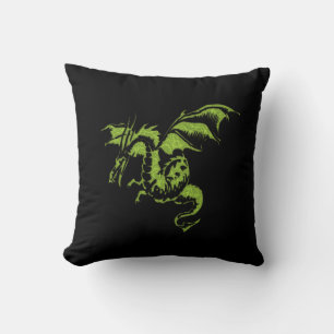Green Dragon Throw Pillow