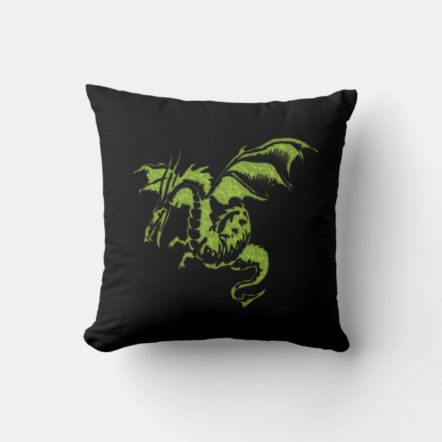 Green Dragon Throw Pillow (Front)