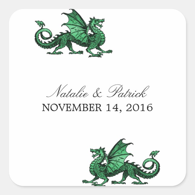Green Dragon Wedding Stickers (Front)