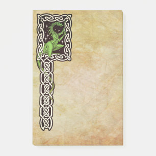 Green Dragon With Celtic Border Post-it Notes