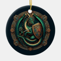 Green Dragon with Sword