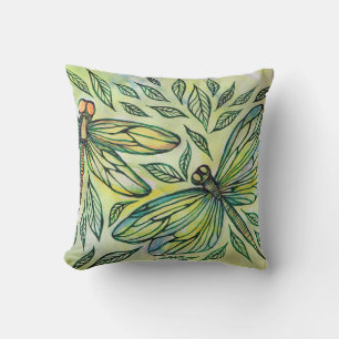 Green Dragonflies Dragonfly Lovers                 Throw Pillow