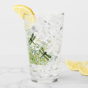 Green Dragonflies Drinking Glass